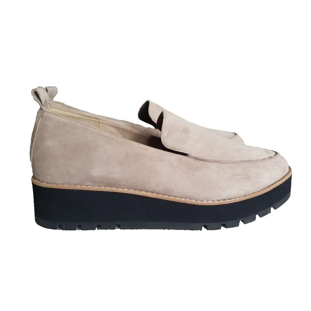 Eileen Fisher Shoes Women's Size 9 Beige Suede Platform Loafer Flats Comfort